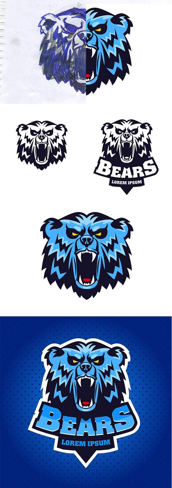 Bear Sports Logo - Blue Bear sports logo | Skillshare Projects