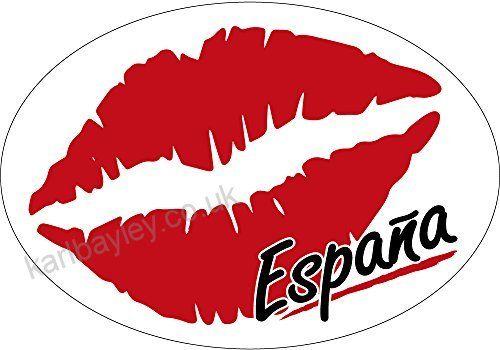 Red Lips and Mouth Logo - Artimagen Sticker Oval Red Lips Spain 80 x 60 mm: Car & Motorbike