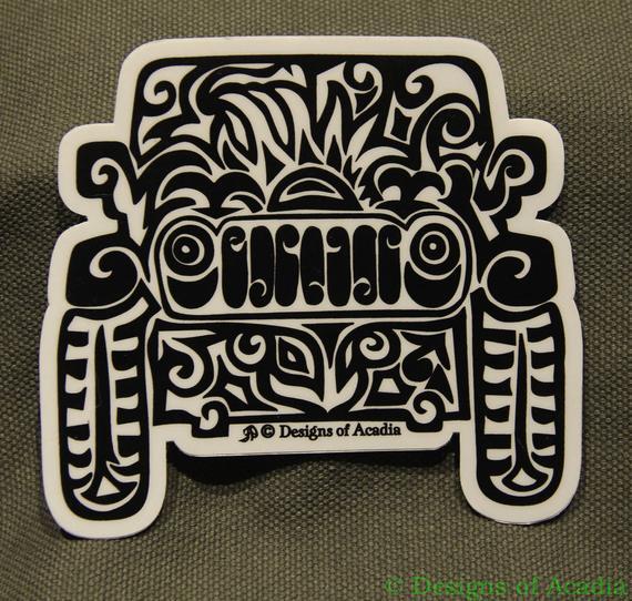 Jeep Tattoo Logo - Sticker LARGE Jeep Tribal Tattoo Die Cut | Etsy