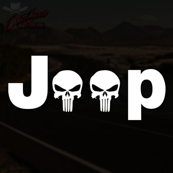 Jeep Tattoo Logo - Jeep Logo with Chris Kyle Punisher Skull Decal - Outlaw Decals