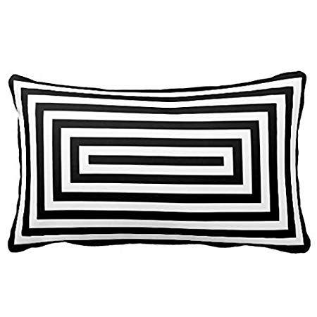 Black and White Rounded Rectangle Logo - Lightenin Black White Round Repeating Cotton Canvas Decorative ...