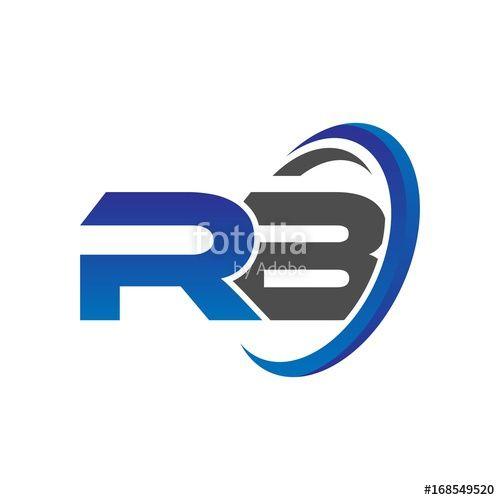 Circle R B Logo - vector initial logo letters rb with circle swoosh blue gray Stock