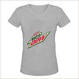 Diet Mtn Dew Logo - Amazon.com: Diet Mtn Dew Logo V-neck Tee for Womens L Grey ...