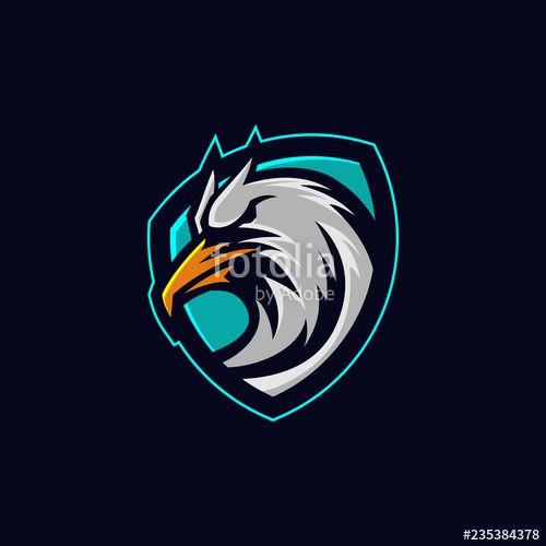 Eagle Gaming Logo - Eagle shield gaming logo design template Stock image and royalty
