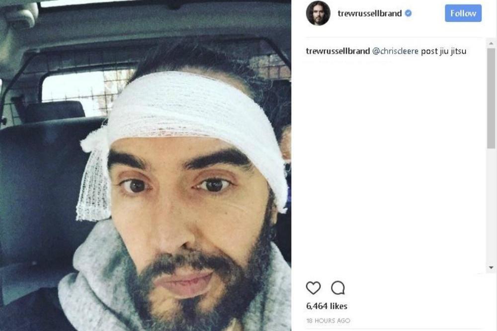 Russell Brand White Logo - Russell Brand undergoes ear treatment after jiu jitsu injury
