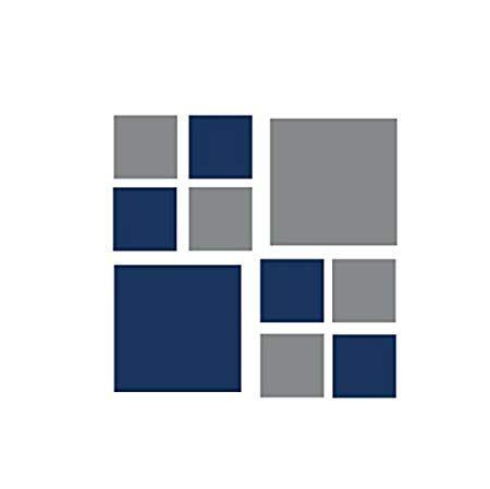 Silver and Blue Square Logo - Set of 50 - Metallic Silver / Navy Blue Squares Vinyl Wall Decals ...