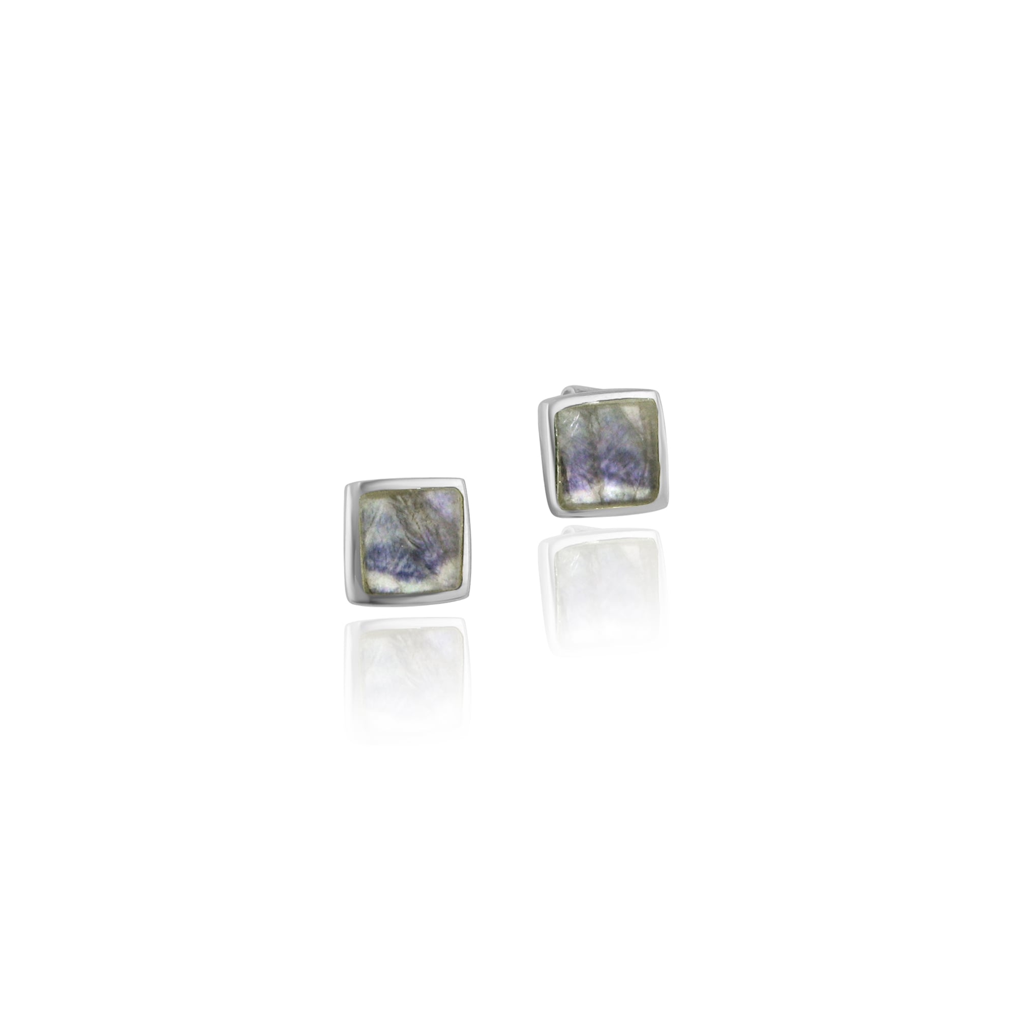 Silver and Blue Square Logo - Square Silver Derbyshire Blue John Stud Earrings EST3670
