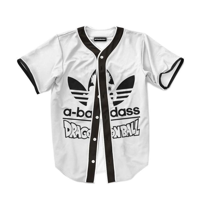 Badass S Logo - Dragon Ball Adidas Logo A Badass Funny Baseball Jersey — Saiyan Stuff