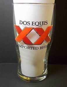 Red Double X Logo - Dos Equis pint beer glass Double RED X logo gold borders Mexico