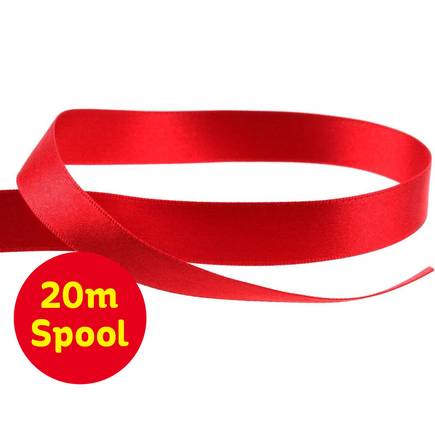 Red Double X Logo - Red Double Faced Satin Ribbon Spool 10 Mm X 20 M | Hobbycraft