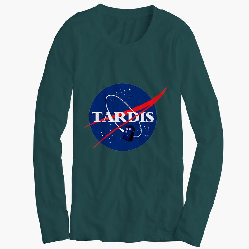 NASA TARDIS Logo - Nasa Tardis Box Womens Long Sleeve - BlueSkyTee