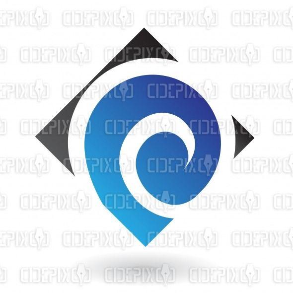 Blue Spiral Logo - blue spiral, swirl, snail shell in black square logo icon