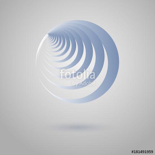 Blue Spiral Logo - Abstract geometric banner label in the shape of round blue spiral