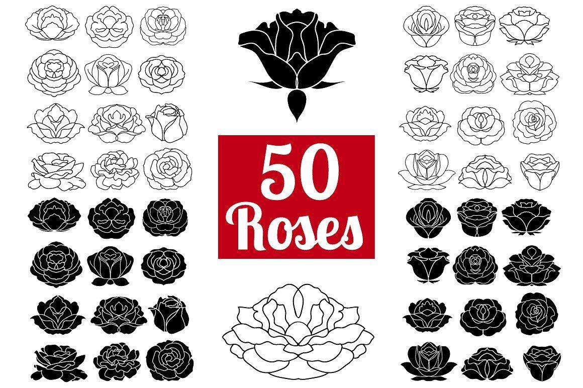 Painting Flower Logo - 50 Rose Flowers: Logo Bundle ~ Icons ~ Creative Market