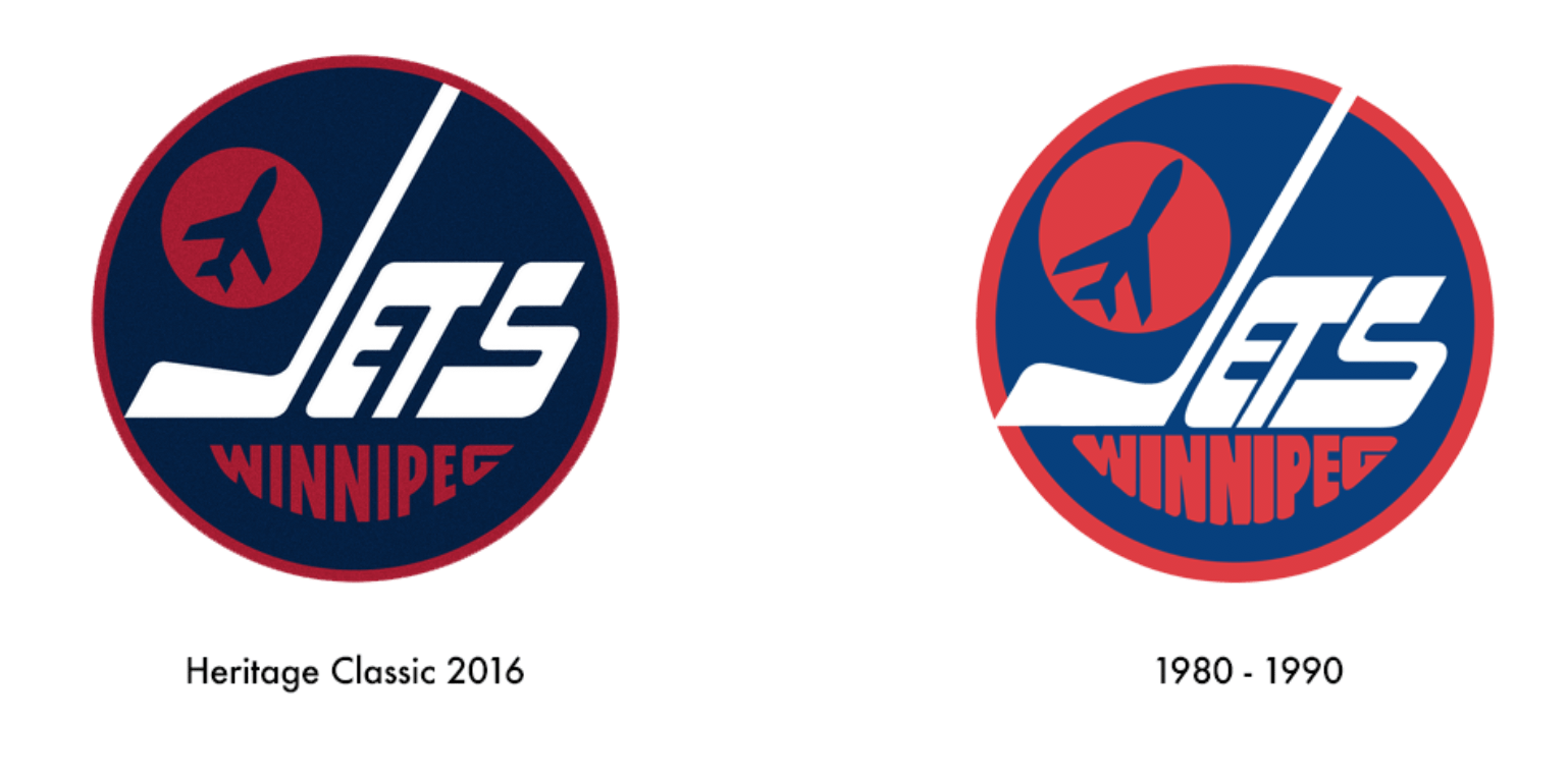 Winnipeg Jets Old Logo - Logo Comparison: Heritage Classic 2016 vs Jets 1980 - 1990 logo ...