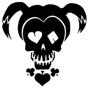 Skull Black and White Logo - Details about HARLEY QUINN Skull Face Suicide Squad Vinyl Decal Sticker Car  Window Wall Black