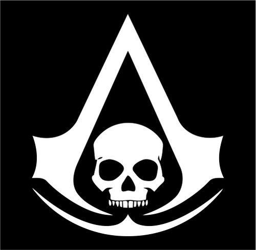 Black and White Flag Logo - Black Flag Assassin's Creed Pirate Skull Vinyl Die Cut Decal Sticker ...
