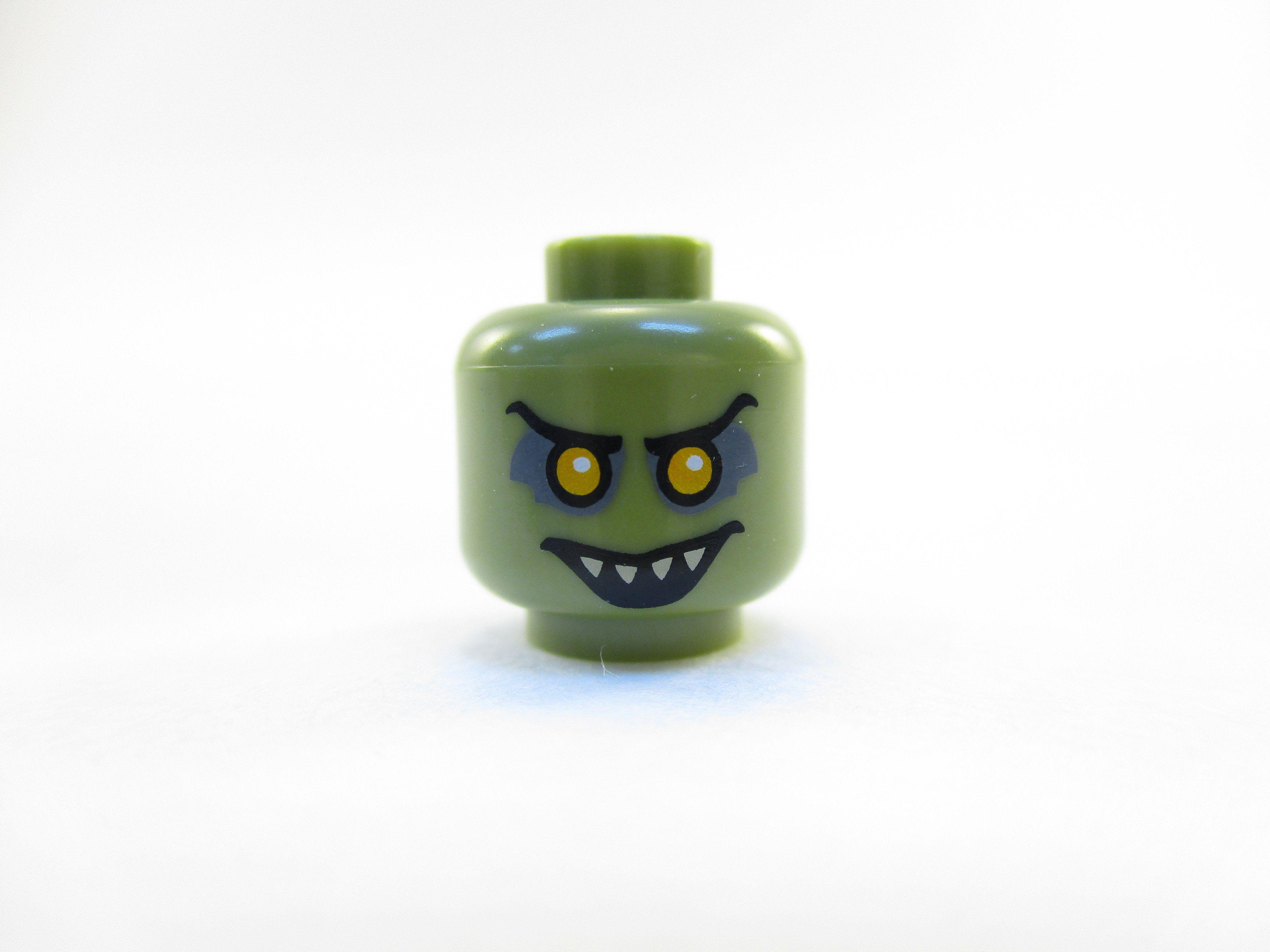 Alien with Orange Eyes Logo - LEGO Olive Green Minifig Head Alien Orange Eyes White Pupils 1 Part ...