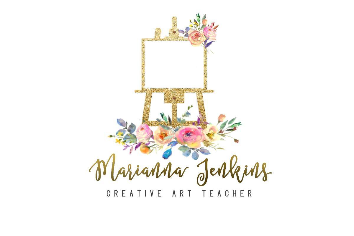 Painting Flower Logo - Easel Logo Art Logo Logo for Artist Floral Art Logo