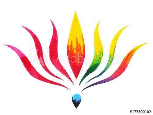 Painting Flower Logo - 7 color of chakra symbol concept, flower floral leaf, watercolor ...