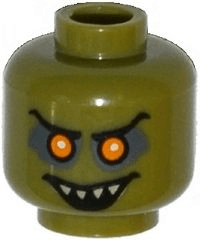 Alien with Orange Eyes Logo - BrickLink 3626cpb1240 : Lego Minifig, Head Alien with Orange