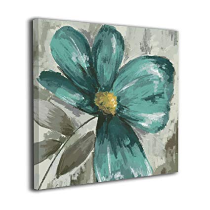 Painting Flower Logo - Amazon.com: Art-logo Teal Grey Vintage Flower Petal Comtemporary ...