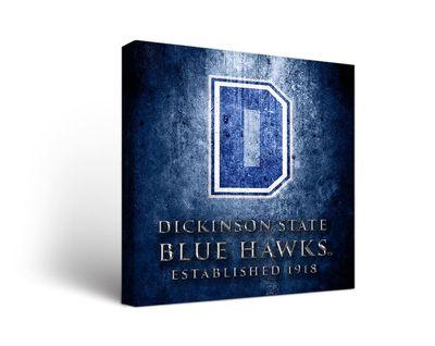Rectangel in Blue Blue Hawk Logo - Dickinson State University Blue Hawks Canvas Art | Victory Tailgate