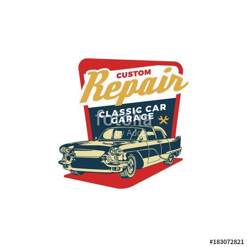 Old Car Logo - Colored Old Retro Style Vintage Classic Car Logo, Badge, Emblem ...