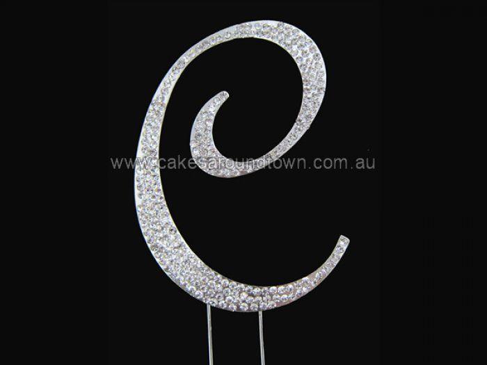 C in Diamond Logo - LARGE Letter C Diamond Diamante Cake Pin Monogram