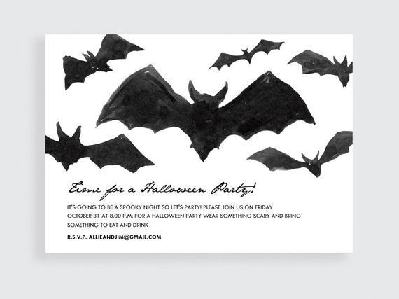 Black Bat Drink Logo - Halloween Printable Printable Halloween Party Invitation | Etsy