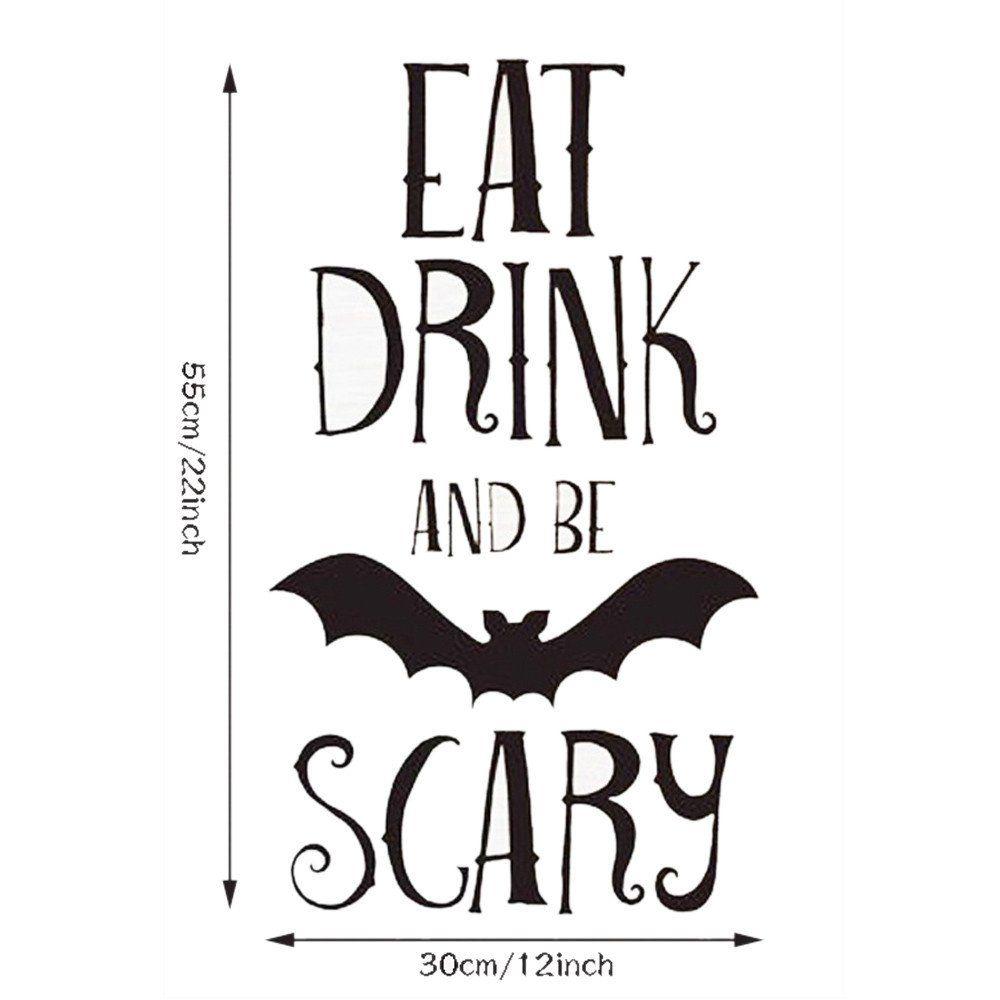 Black Bat Drink Logo - Gbell 1Pcs Halloween EAT Drink Scary Black Bat Wall