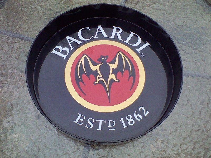Black Bat Drink Logo - Bacardi Rum Alcohol Bat Logo Black Drink Serving 13