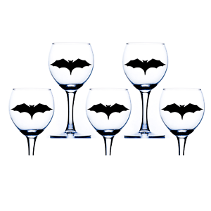 Black Bat Drink Logo - Halloween Wine Glass Stickers Spooky Black Bat Sticker Decorations