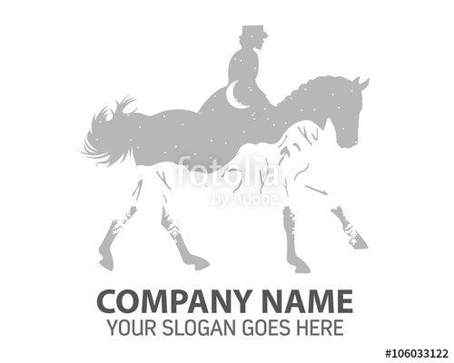 Man On Horse Logo - Mountain Horse Man Silhouette Logo Icon Vector Stock image