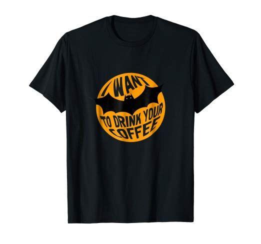 Black Bat Drink Logo - Amazon.com: Funny Halloween T-shirt for Men Women with Black Bat ...