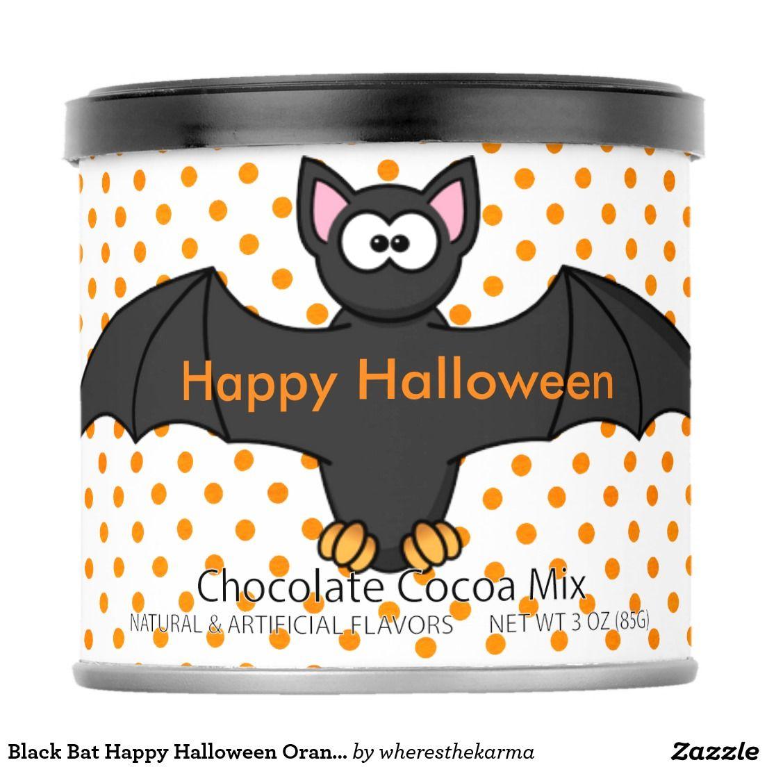 Black Bat Drink Logo - Black Bat Happy Halloween Orange Polka Dot Hot Chocolate Drink Mix ...