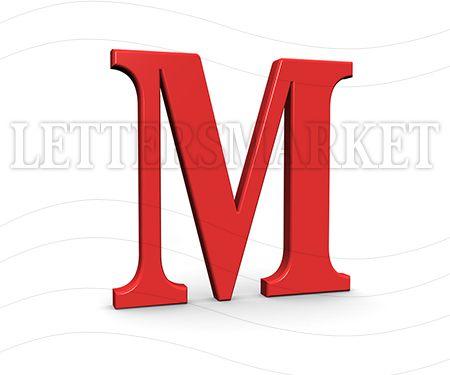 White Background with Red M Logo - LettersMarket - 3D Red Letter M, isolated on a white background ...
