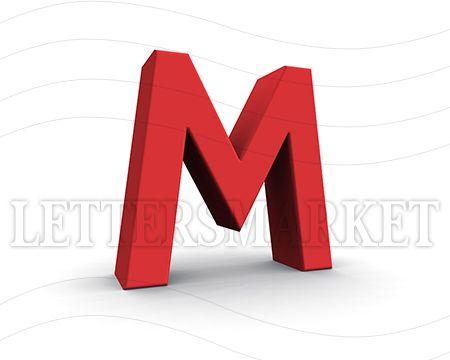 White Background with Red M Logo - LettersMarket - 3D blue Letter M isolated on a white background ...