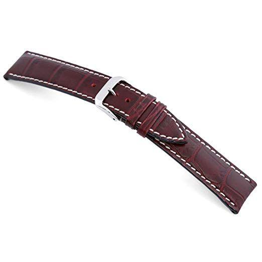 Maroon and White Gator Logo - 20mm RIOS1931 Burgundy New Orleans - Genuine Embossed Leather Watch ...