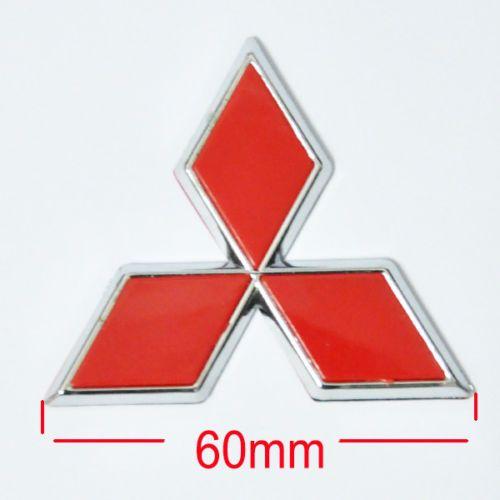 Silver with Red Triangle Logo - Red Triangle 6cm Mitsubishi JDM Badge Emblem Front Rear Trunk Hood