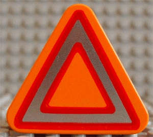 Silver with Red Triangle Logo - BrickLink 42025pb01 : Lego Duplo, Brick 1 x 3 x 2 Triangle