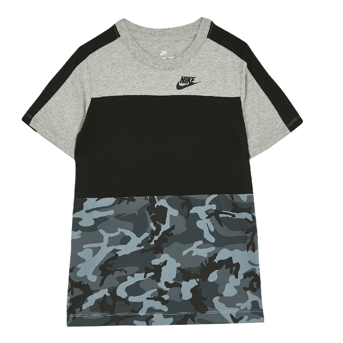 Nike Gray Camo Logo - Nike - NIKE - Gray Camo Color-Block T-Shirt | Level Kids