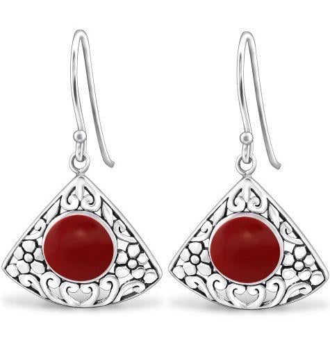 Silver with Red Triangle Logo - Sterling Silver and Red Triangle Earrings
