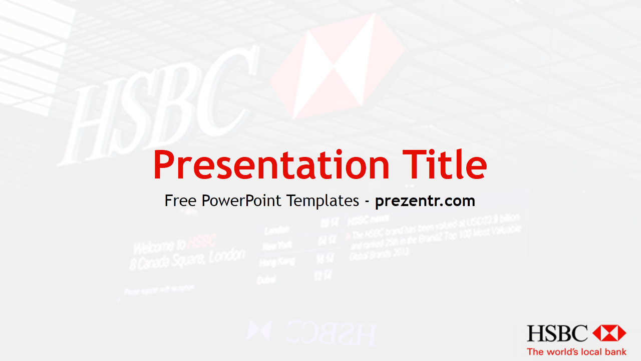 PowerPoint Logo - The free HSBC PowerPoint Template has an image of HSBC Bank with a ...