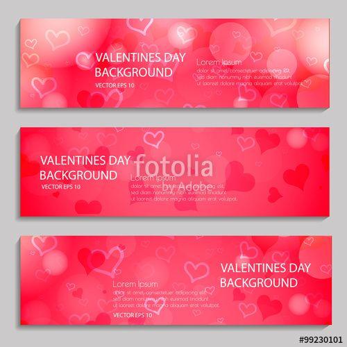 White Background with Red M Logo - Pink heart on a red background, banners set. Happy Valentine's Day