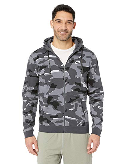 Nike Gray Camo Logo - Nike Men's Sportswear Camo Club Full Zip Hoodie At Amazon Men's