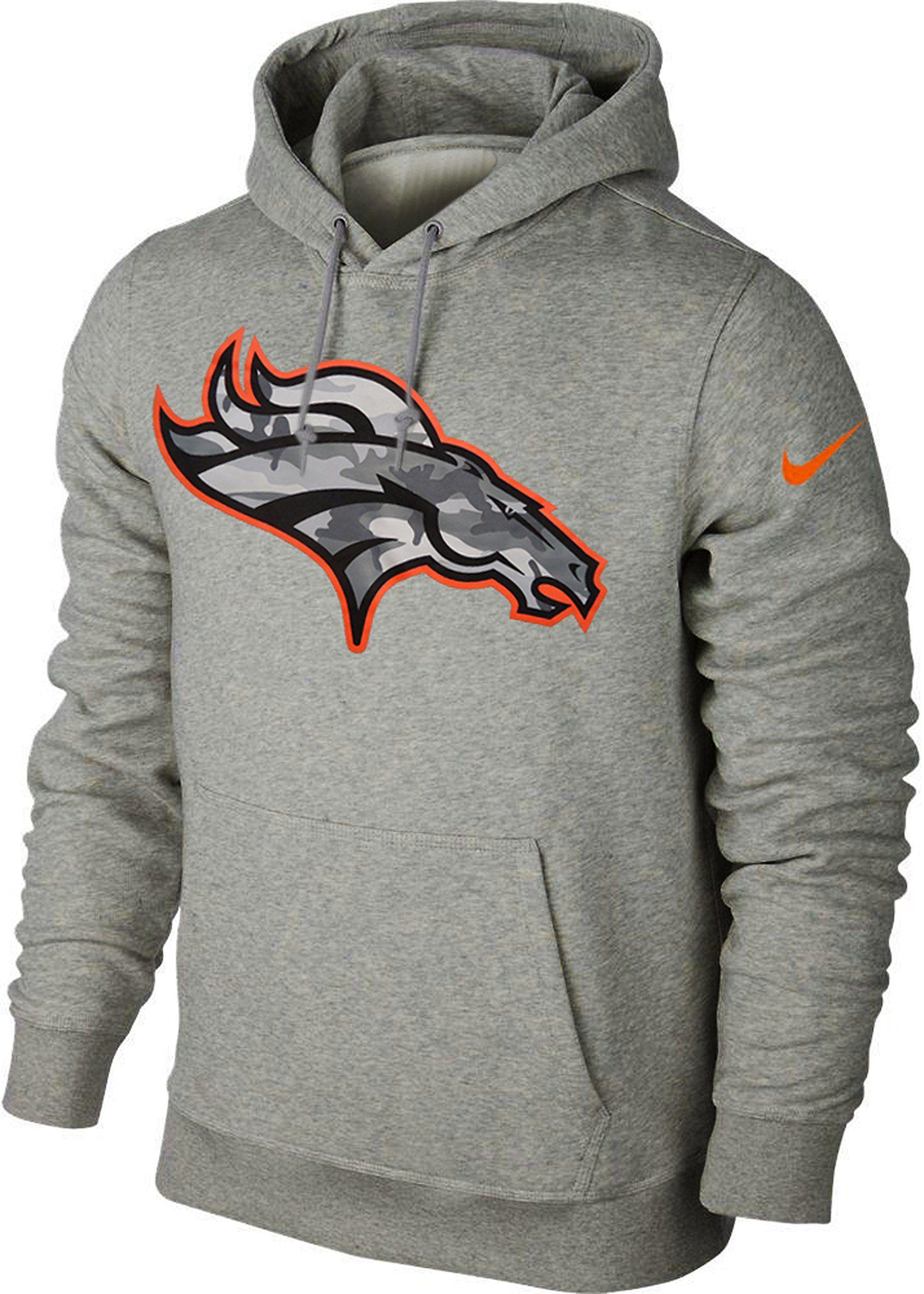 Nike Gray Camo Logo - Nike Denver Broncos Fly Over Camo Logo Men's Pullover Hoodie (Large ...