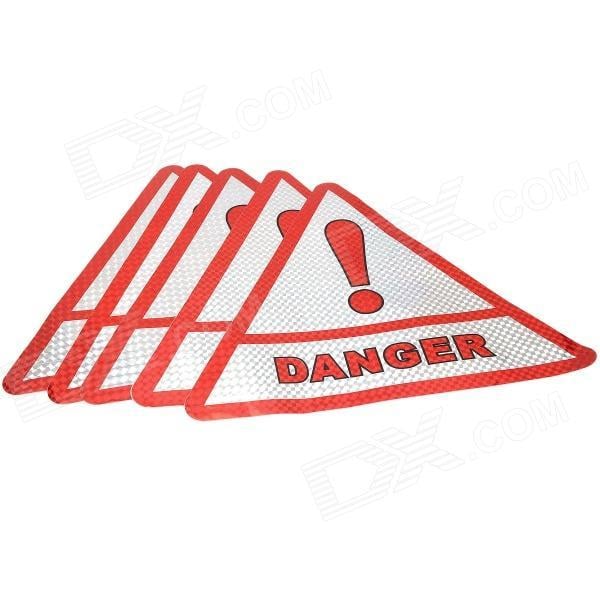 Silver Car with Red Triangle Logo - Triangle Safety Reflective Warning Sticker for Car / Vehicle ...