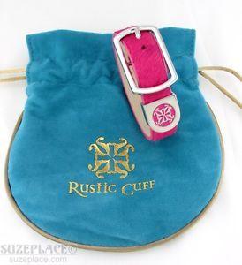 Rustic Cuff Logo - NEW RUSTIC CUFF PINK CALFSKIN KACY SILVER LOGO RC POUCH | eBay
