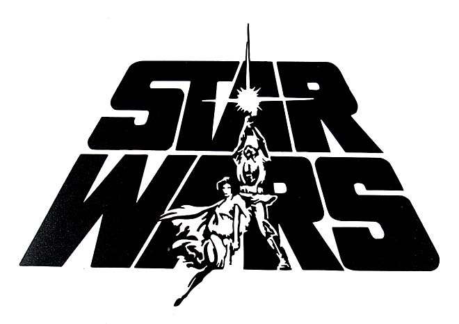 Star Wars Black and White Logo - Star Wars SW Logo w/Luke & Leia Black Vinyl Window Decal - SW Superstore
